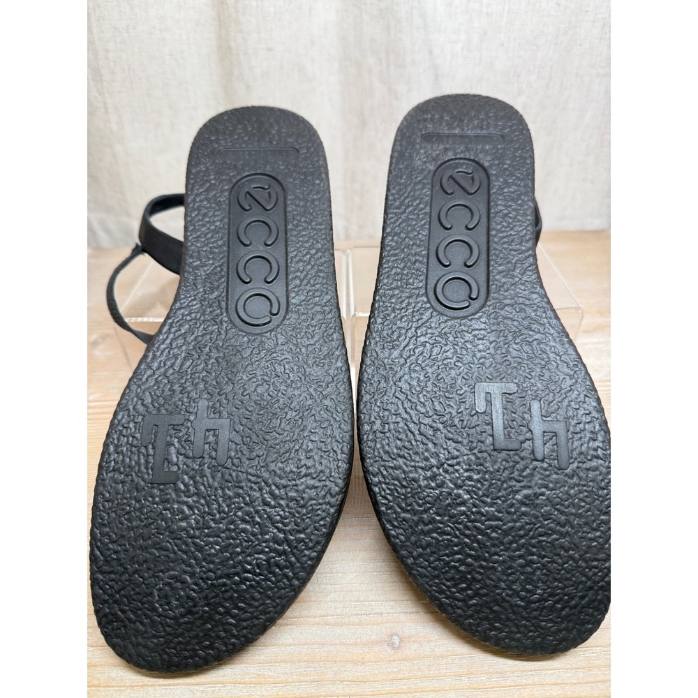 ECCO Simpil Black Leather Strappy Sandals Womens Size 41 US 10 Comfort Shoes - Picture 5 of 6
